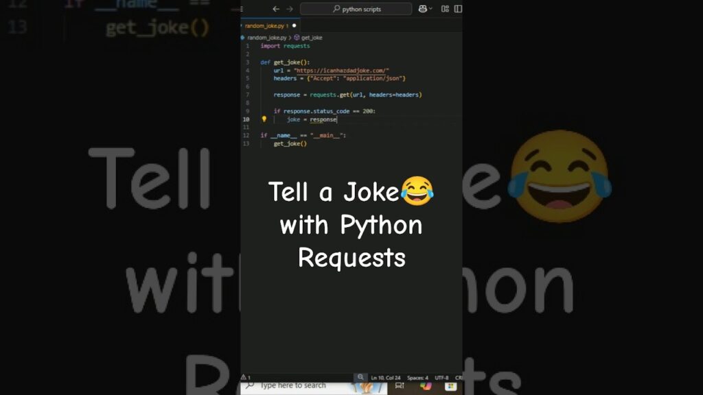 tell a random joke with #python #programming #coding #pythonshorts # ...